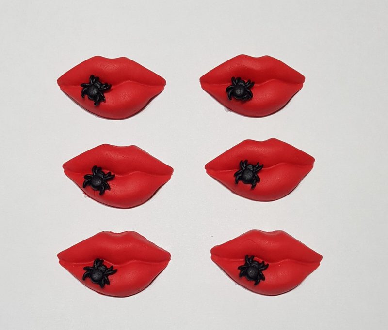 6x Large Halloween Red Lips Cupcake Toppers Cake Decorations 🎃
