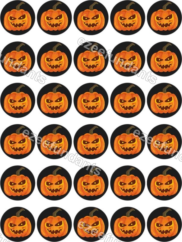 30x Halloween Pumpkin Edible Wafer/Icing Cupcake Toppers🎃