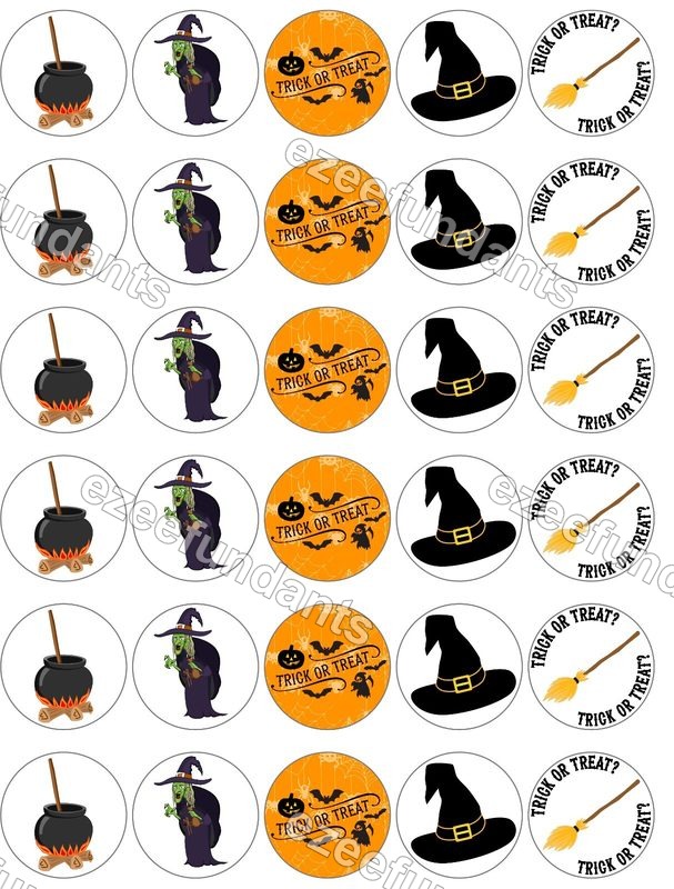 30x Halloween Edible Wafer/Icing Cupcake Toppers 🎃