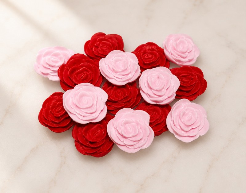 14 Edible Red & Pink Sugar Roses Cupcake Toppers Cake Decorations
