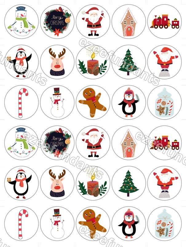 30x Christmas Edible Wafer/Icing Cupcake Toppers Cake Decorations 🎄