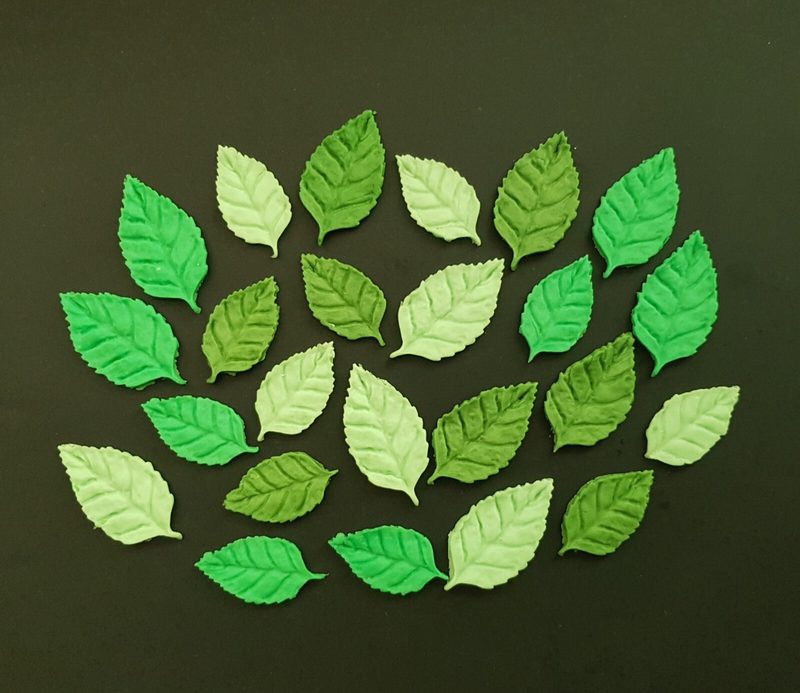 24x Sugar icing Fondant Edible Leaves Cupcake Toppers Cake Decorations