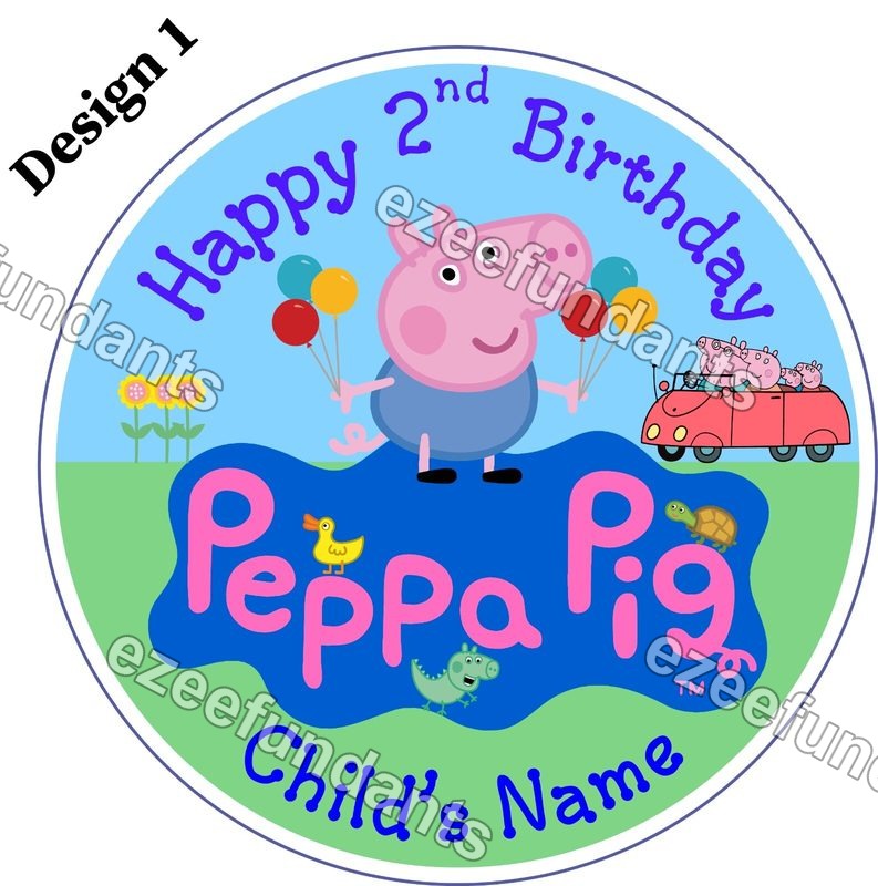 Personalised Up to 8" Peppa Pig Inspired - George Edible Cake Topper