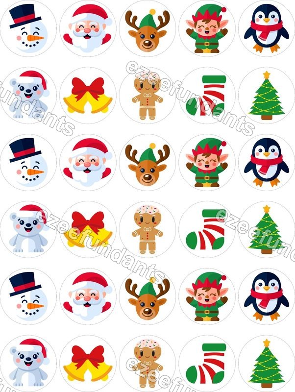 30x Christmas Edible Wafer/Icing Cupcake Toppers Cake Decorations 🎄