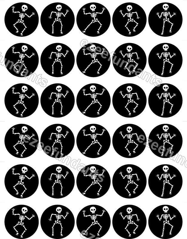 30x Halloween Edible Wafer/Icing Cupcake Toppers Skeleton 🎃