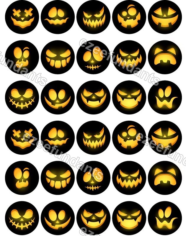 🎃30x Halloween Pumpkins Round Edible Wafer/Icing Cupcake Toppers