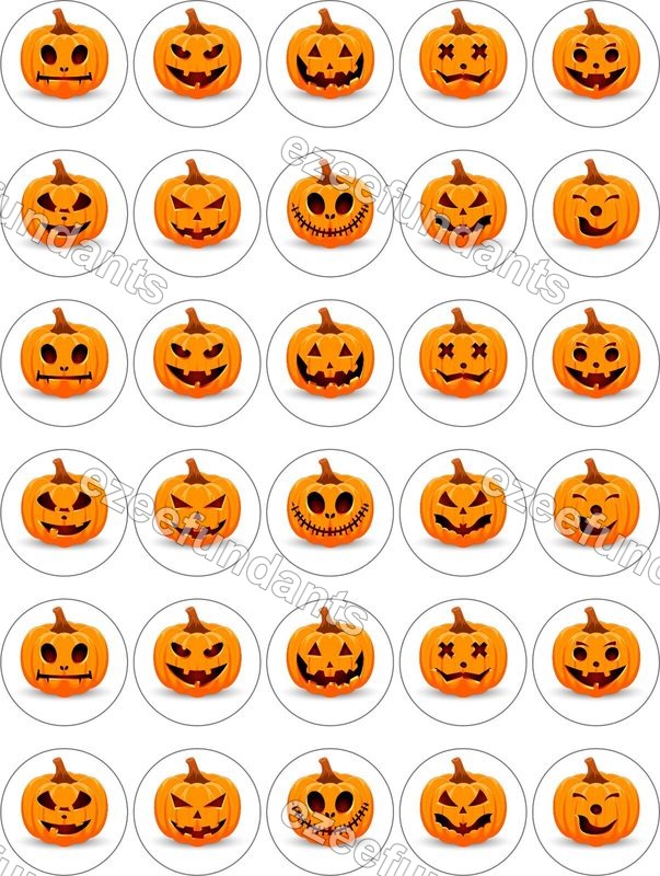 30x Halloween Pumpkin Edible Wafer/Icing Cupcake Toppers 🎃