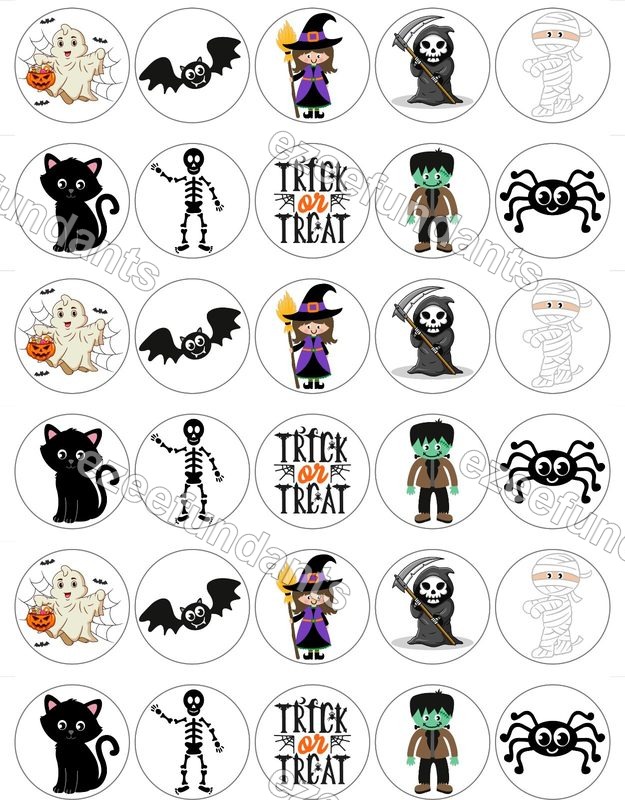 30x Halloween Edible Wafer/Icing Cupcake Toppers Cute Mix 🎃