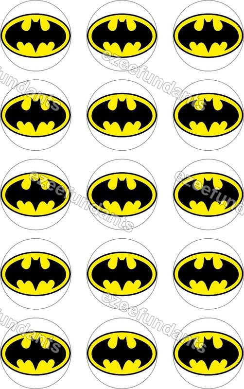 8" Batman Inspired Logo Cake Topper / 15x Edible Wafer/ Icing Cupcake Toppers