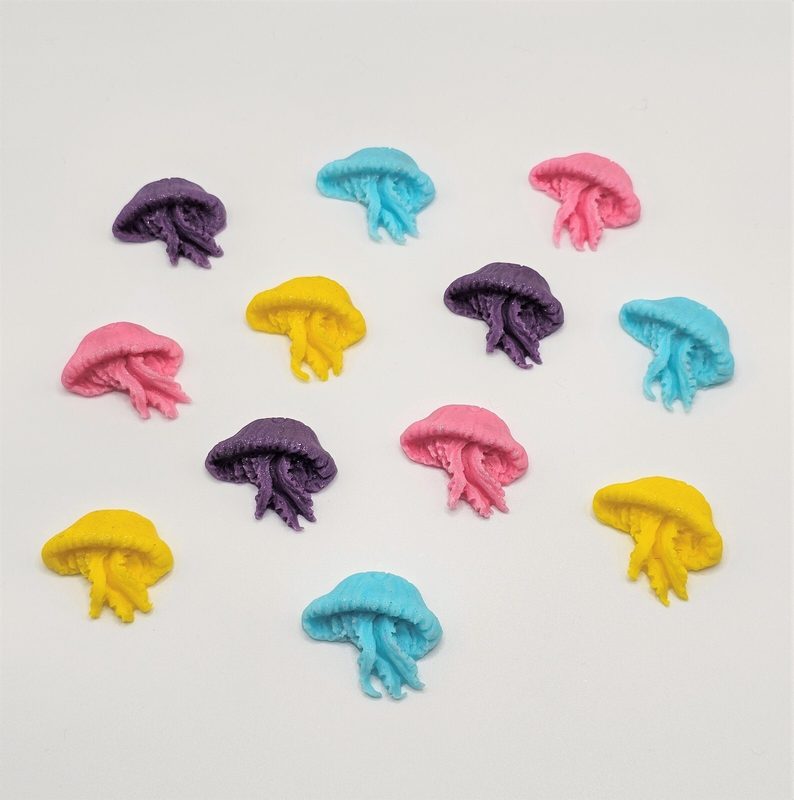 12 x Edible Sugar Icing Jellyfish Sea Creatures Cupcake Toppers Cake Decorations