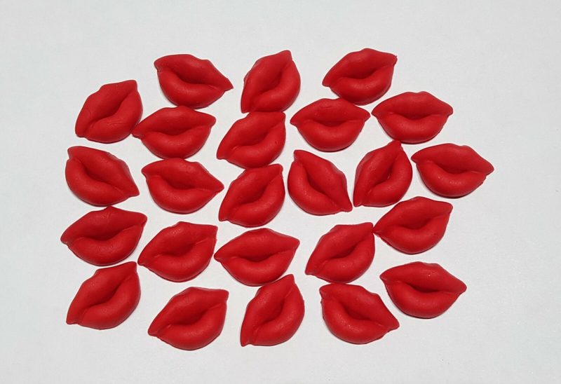 24x Edible Sugar Fondant Red Lips Cupcake Toppers Valentine's Hen Party
