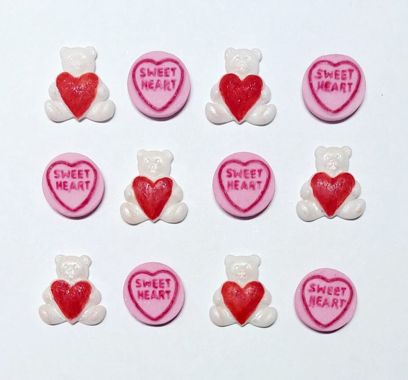 12x Bears & Hearts Edible Cupcake Toppers Valentine's Anniversary Cake Decor