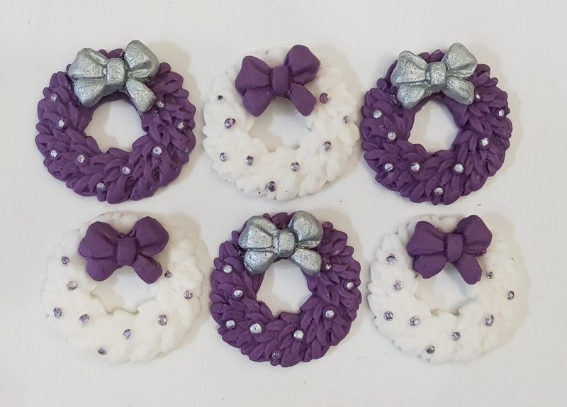 Christmas Wreath Sugar Icing Fondant Edible Cupcake Toppers Cake Decorations 🎄
