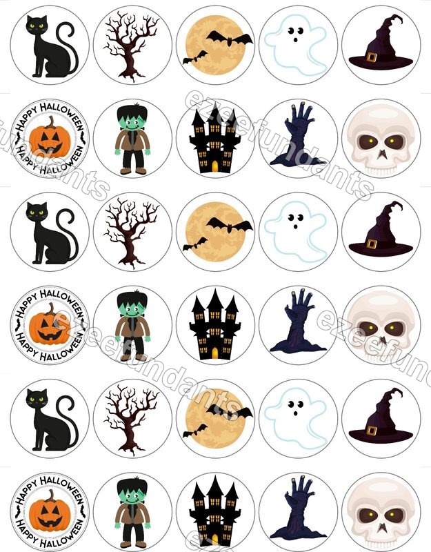 30x Halloween Edible Wafer/Icing Cupcake Toppers Mix🎃