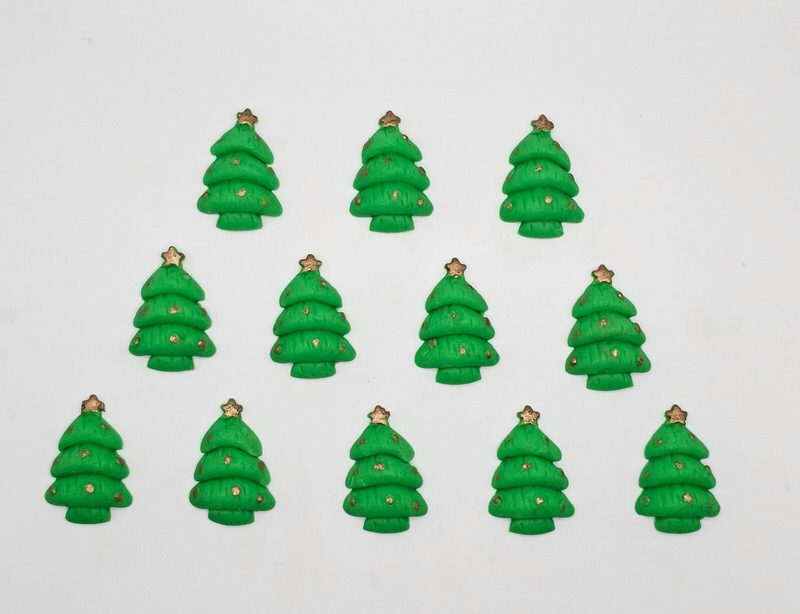 12x Christmas Tree Sugar Icing Edible Cupcake Toppers Cake Decorations 🌲