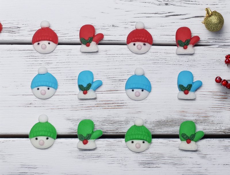 12x Edible Christmas Snowman Fondant Cupcake Toppers🎄