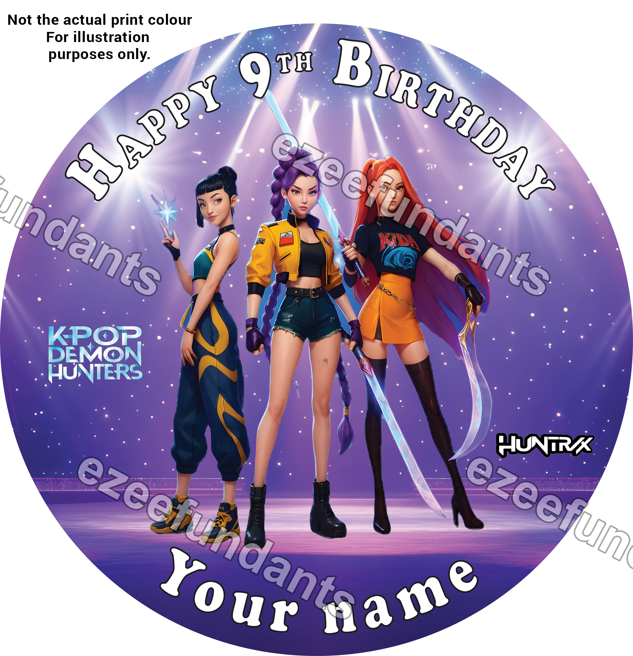 KPop Demon Hunters Inspired Personalised Edible Wafer Icing Cake Topper Birthday