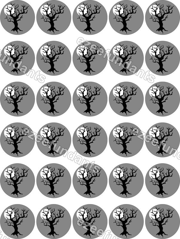 30x Halloween Tree Edible Wafer/Icing Cupcake Toppers 🎃