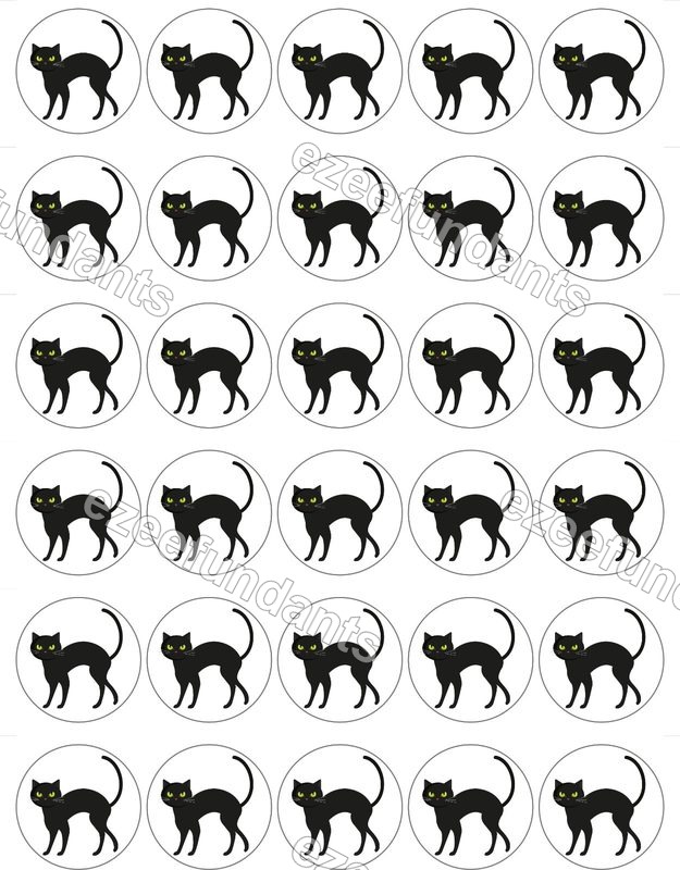30x Halloween Black Cat Edible Wafer/Icing Cupcake Toppers 🎃