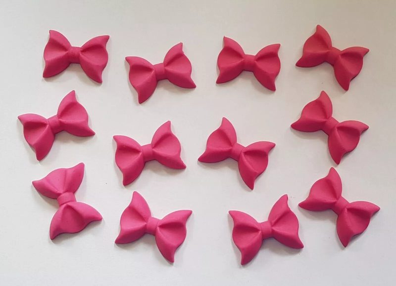 12 Edible Sugar Icing Bows Cupcake Toppers Cake Decorations Baby Shower Birthday