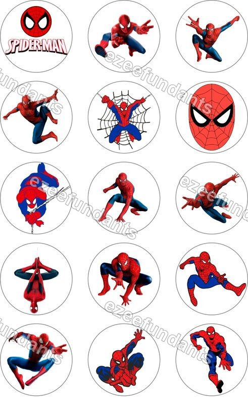15x 2" Spiderman Inspired Edible Icing/Wafer Cupcake Toppers Birthday Decorations