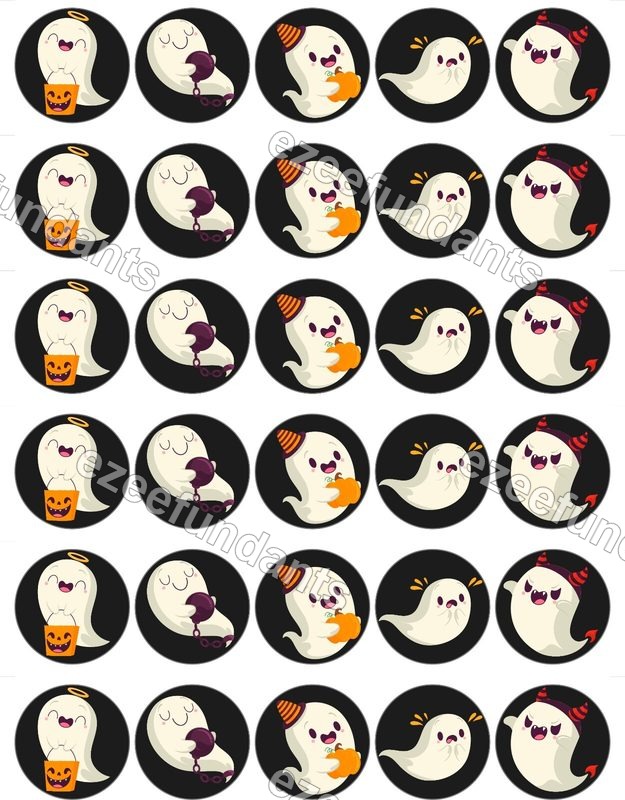 30x Halloween Cute Ghosts Edible Wafer/Icing Cupcake Toppers 🎃