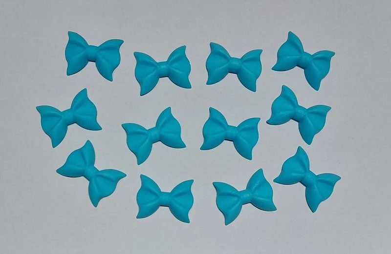 12x Edible Sugar Icing Blue Bows Cupcake Toppers Cake Decorations