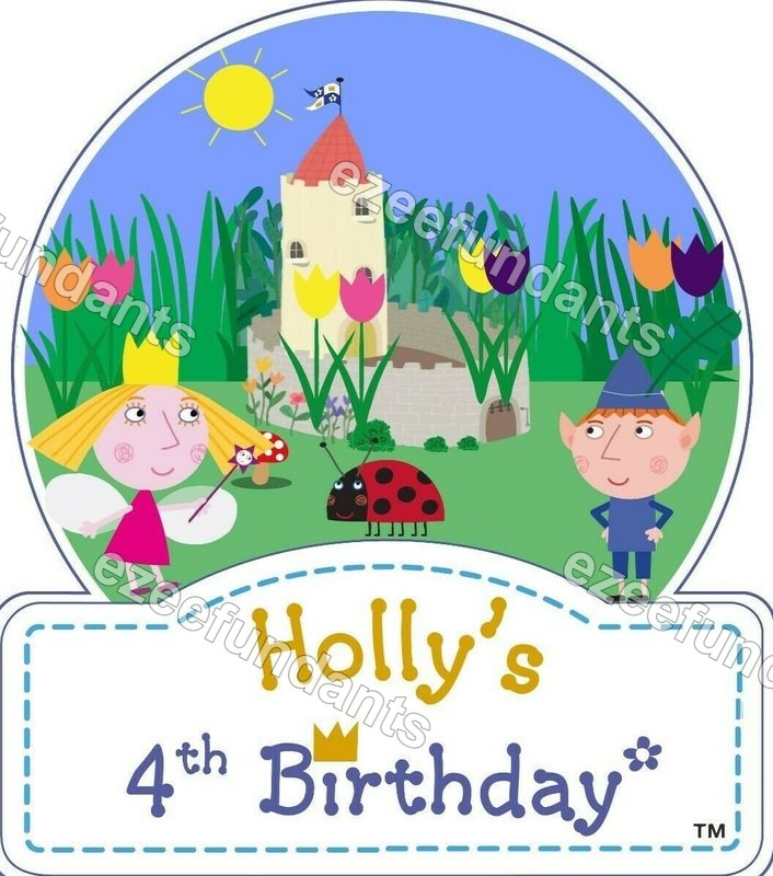 Personalised Up to 8" Ben & Holly Edible Cake Toppers / 15x 2" Cupcake Toppers