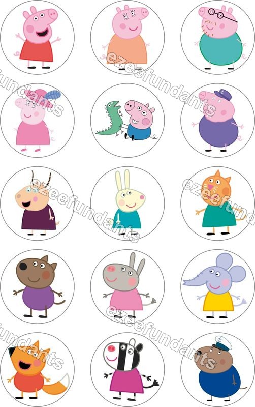 15x Peppa Pig Inspired Edible Icing/Wafer Cupcake Toppers Birthday Decorations
