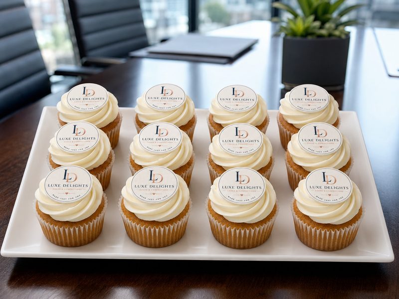 30x Company Logo Cupcake Toppers Personalised Edible Wafer or Icing