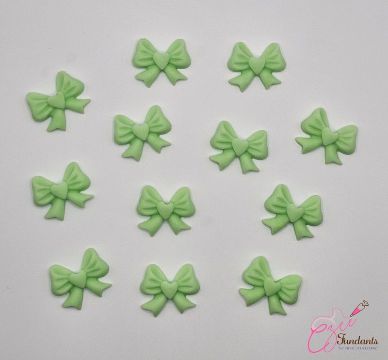 12 Edible Sugar Icing Bows Cupcake Toppers Cake Decorations Baby Shower Birthday