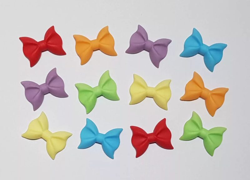 12x Sugar Icing Edible Bows Baby Shower Birthday Cupcake Toppers