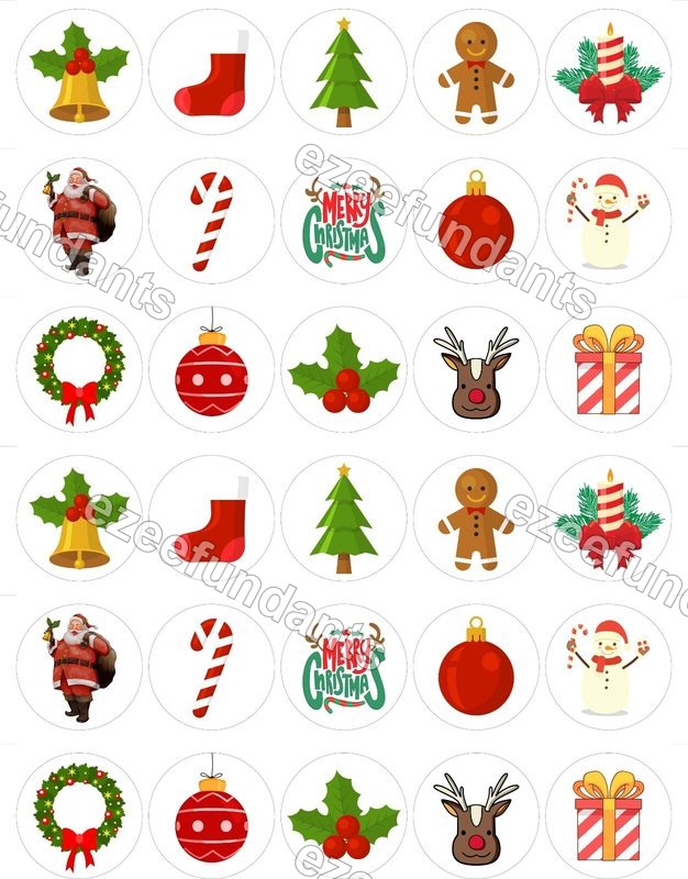 30x Christmas Edible Wafer/Icing Cupcake Toppers Cake Decorations 🎅