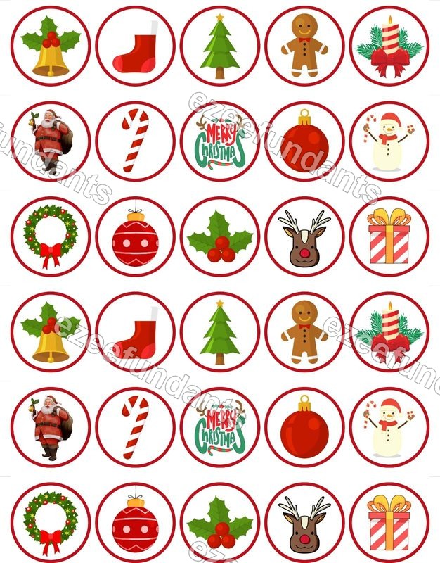 30x Christmas Edible Wafer/Icing Cupcake Toppers Cake Decorations🎄