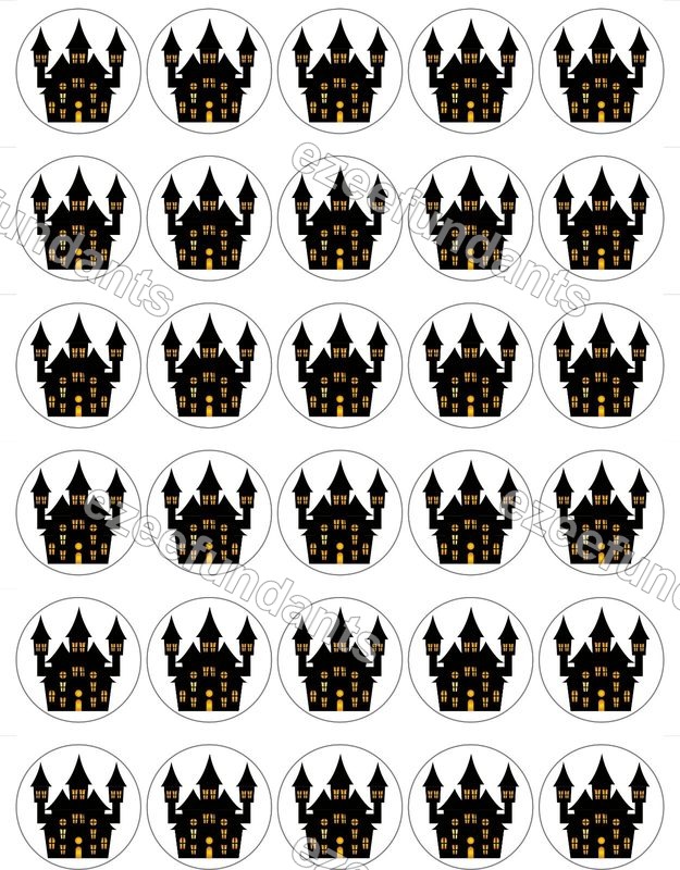 30x Halloween Haunted House Edible Wafer/Icing Cupcake Toppers 🎃