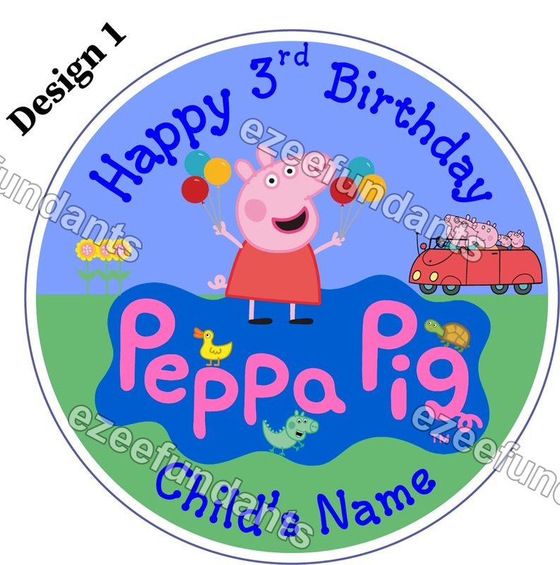 Personalised Up to 8" Peppa Pig Edible Cake Topper