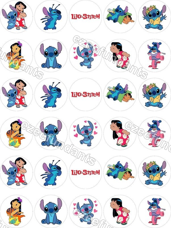 30x Lilo And Stitch Edible Pre-cut Wafer/Icing Cupcake Toppers Fairy Cakes