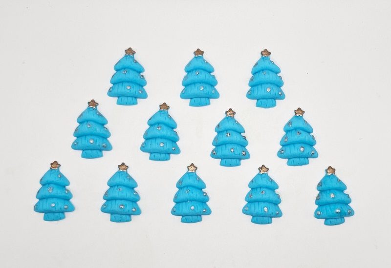 12x Christmas Tree Sugar Icing Edible Cupcake Toppers Cake Decorations🎄