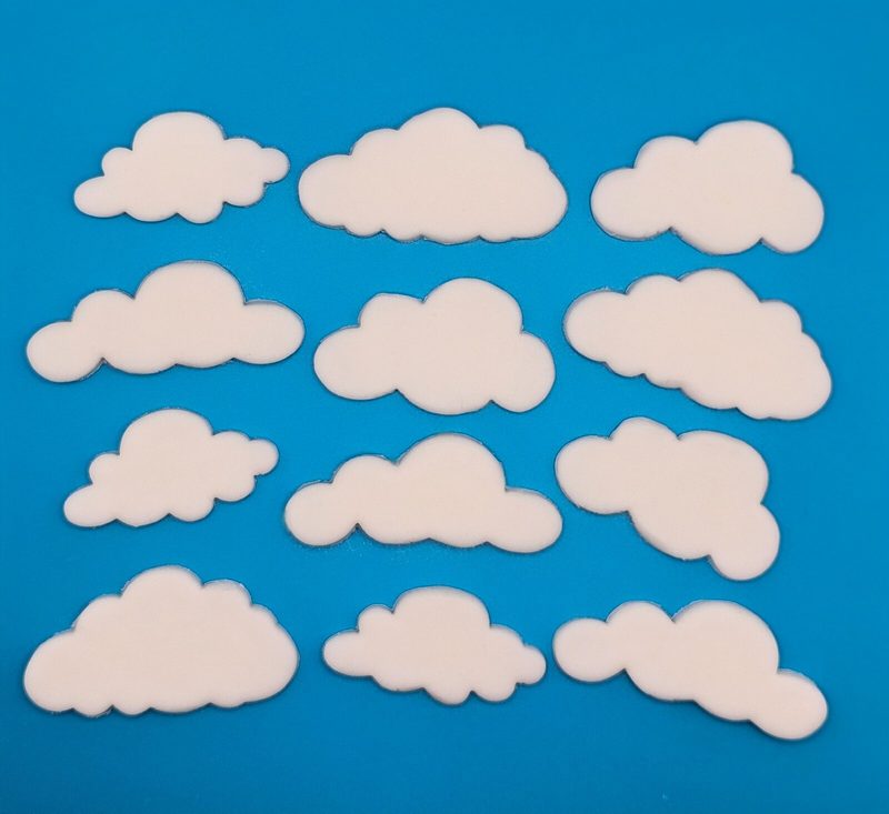 12x White Cloud Edible Fondant Cupcake Toppers Cake Decorations
