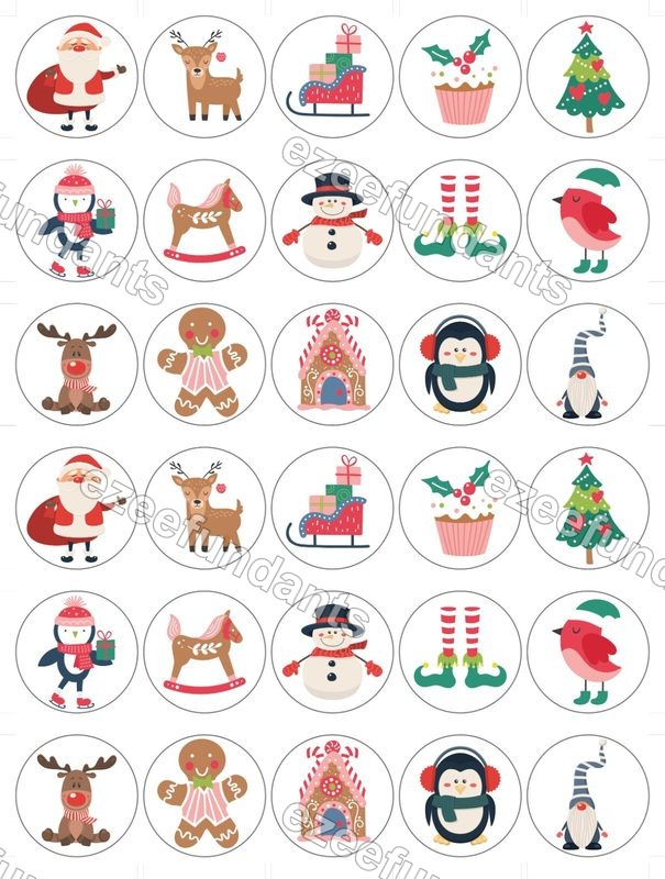 30x Christmas Edible Wafer/Icing Cupcake Toppers Cake Decorations 🎅